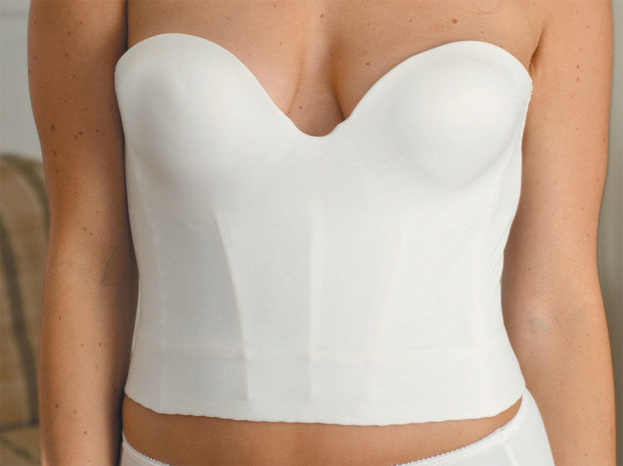 NEW Carnival Invisible Plunge Longline Seamless Bustier Bra 206 White 38B